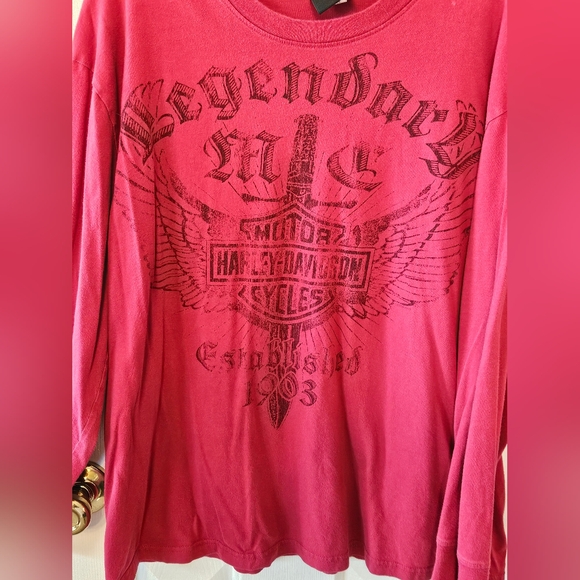 HARLEY-DAVIDSON 2009 long sleeve red shirt size large - Picture 2 of 6